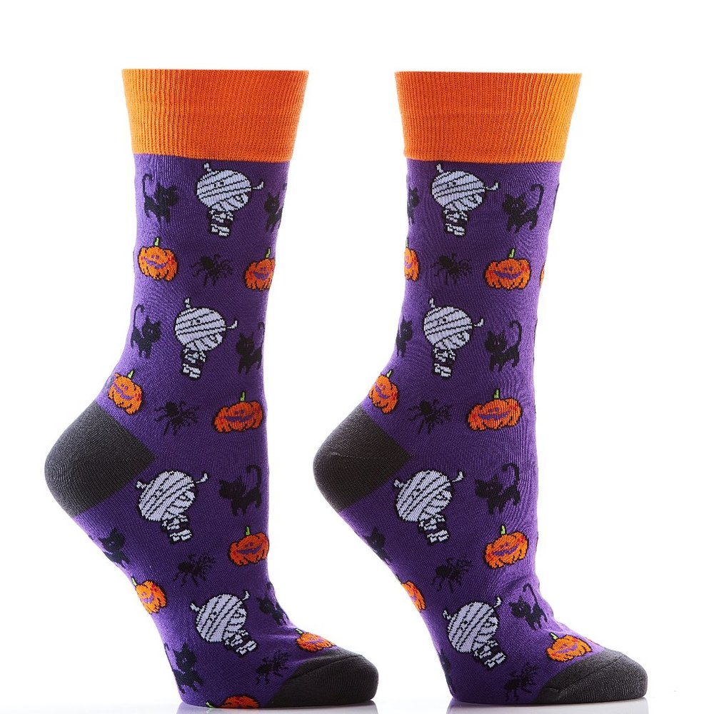 Silly Socks Mummies & Cats-Womens Crew Socks